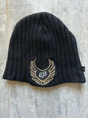 Fox Racing Black Knit Beanie Hat Cap Youth Boys Phoenix One Size Black Cotton